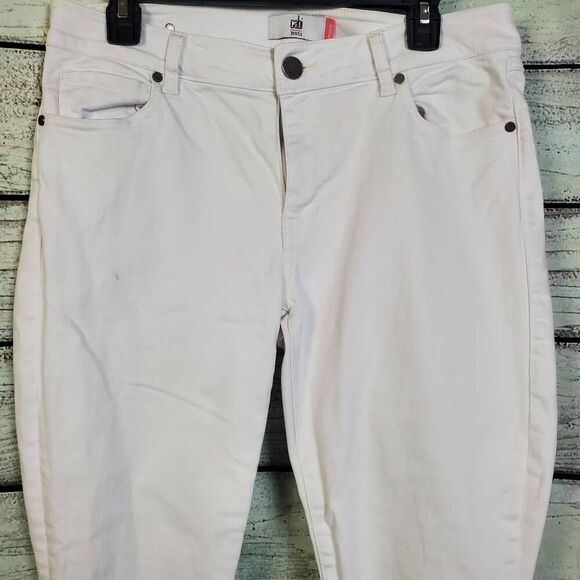 Cabi White Skinny Jeans Size 12 Women's Stretch Cotton Blend Pants Style #6073 - Picture 2 of 8